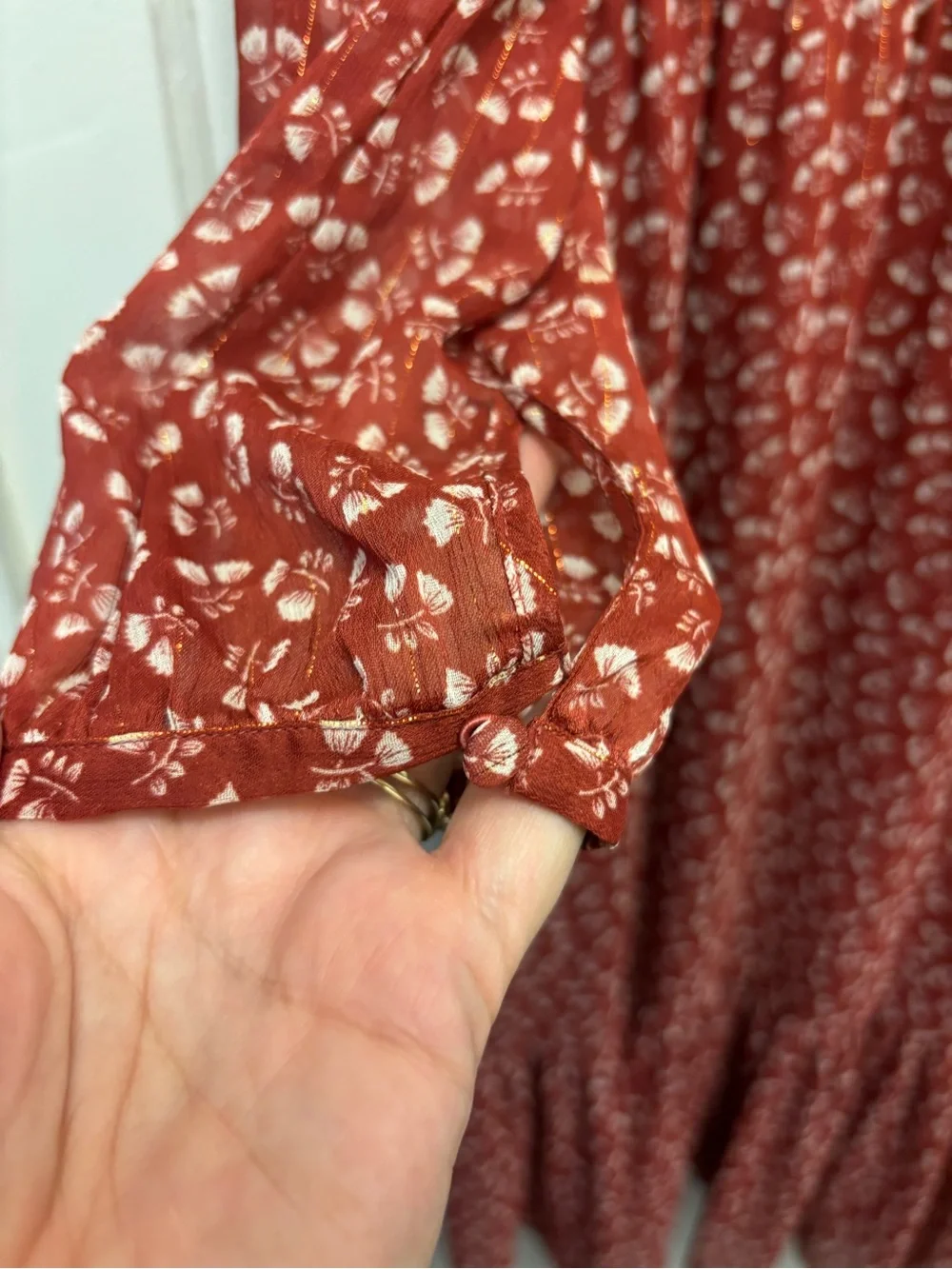 J. Crew Point Sur Faux Wrap Floral Print Rusty Red Lined Dress Size 6